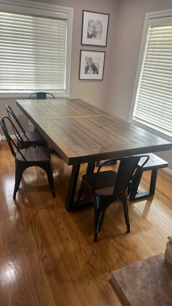 Dining room set with bench and chairs