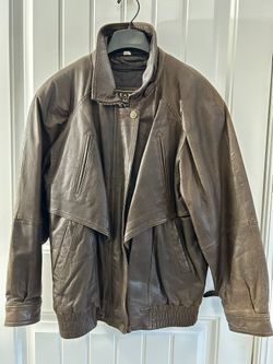 Vintage 80s/90s Leather Limited Brown Bomber Flight Jacket Chevron Yoke Size S