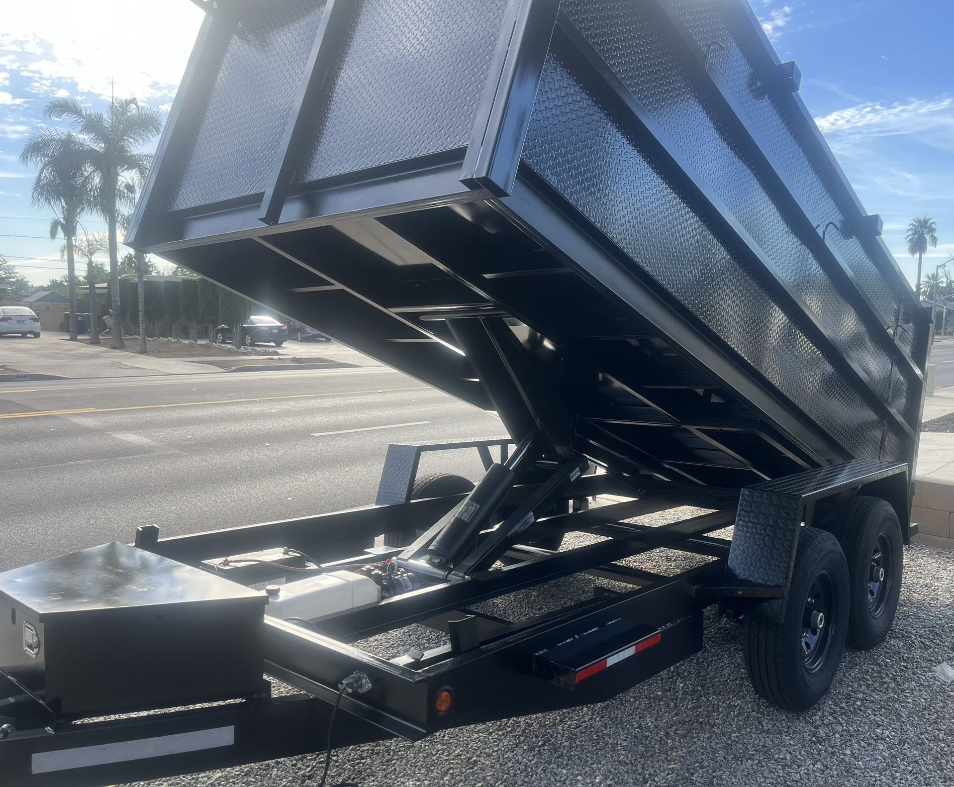 14ft Long Scissor Lift Hydraulic Dump Trailer/ Traila De Tijera