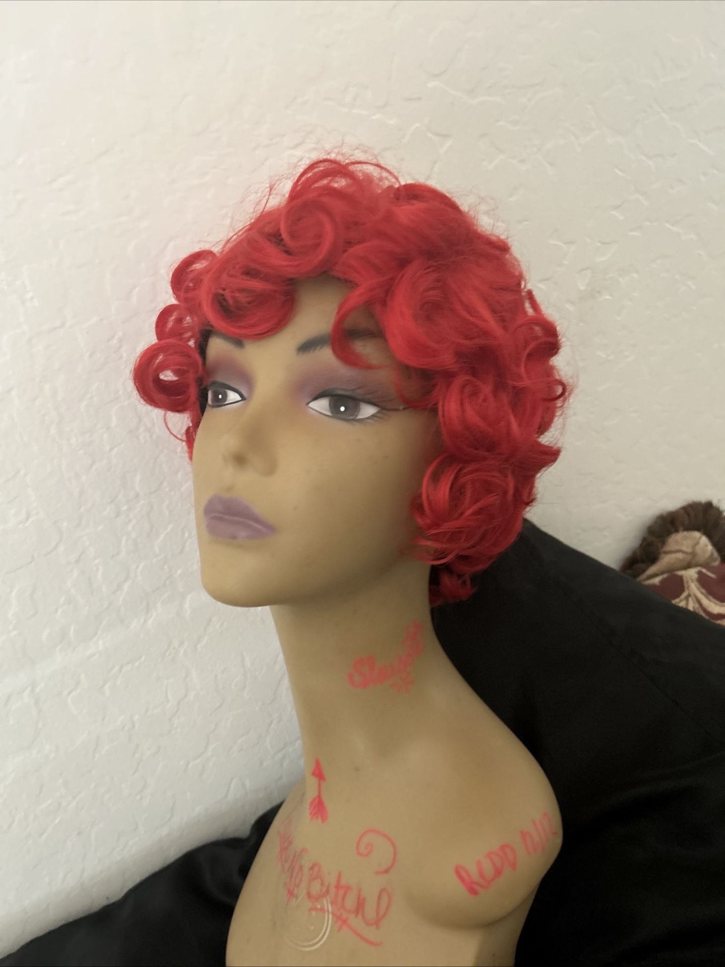 Vintage Style Red, Short, Curly Wig