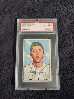 Vintage 1952 Bowman Pitcher Billy Loes PSA Graded EX-MT 6 Baseball Card #240 