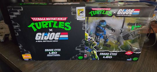 SDCC 2026 Exclusive TMNT x GI Joe Snake Eyes Leo and Timber x Rahzar