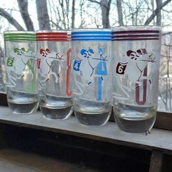 Jockey High Ball Partial Glass Set Thoroughbred Equestrian Horse Racing