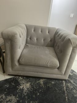 Grey Velvet Armchair 