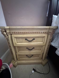 (2) 3-Drawer Nightstand with Carved Detail