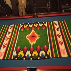 Vintage Authentic Handmade Mexican Serape With Traditional Saltillo Design and Coloration. Very Good Condition. Medium Sized. 