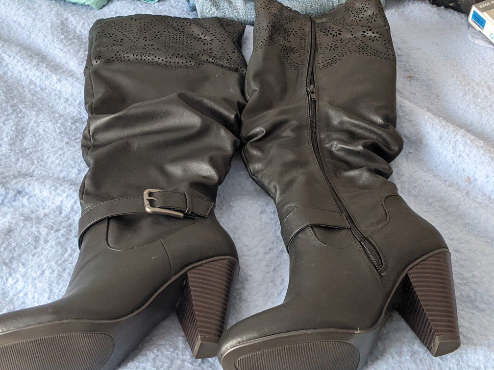 Black Over The Knee Boots. JustFab, Size 8