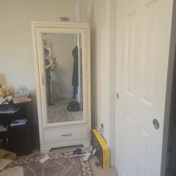 Tall Wood Bureau With a Full Length Mirror