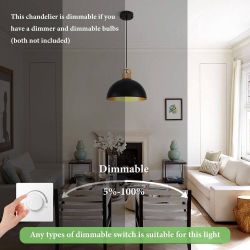 23.6 in. 1-Light White Rustic Metal Dome Shade Pendant Light with Adjustable Chain L26 $20