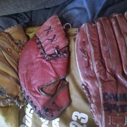 Set Of 3 Baseball Gloves.Package Deal All 3 For Only $25