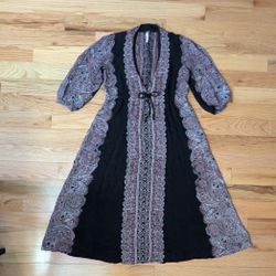 Free People Empire Waist Paisley Printed Boho Midi Dress Azalea Whimsigoth