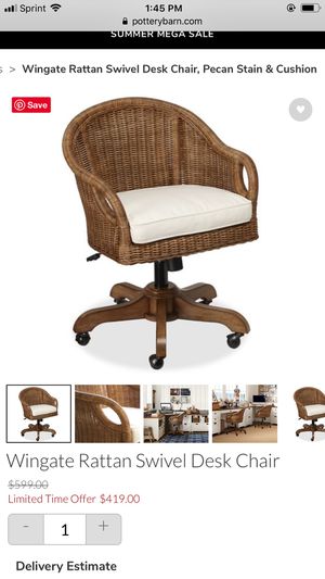 Wingate Rattan Swivel Desk Chair Pecan Stain For Sale In Las