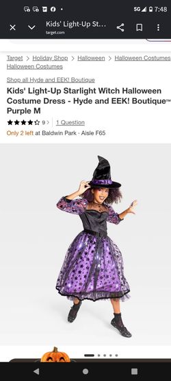 Kids' Light-Up Witch Halloween Costume Dress – Size M