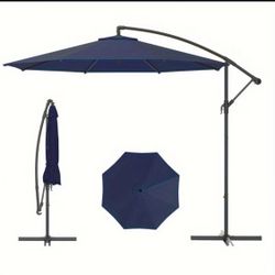 10Ft Cantilever Patio Umbrella with 8 sturdy ribs Infinite Tilt System, Offset Hanging Outdoor Umbrella with Cross Base, Heavy Duty Crank Lift Market 