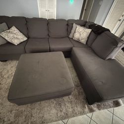 Grey Sectional With Ottoman