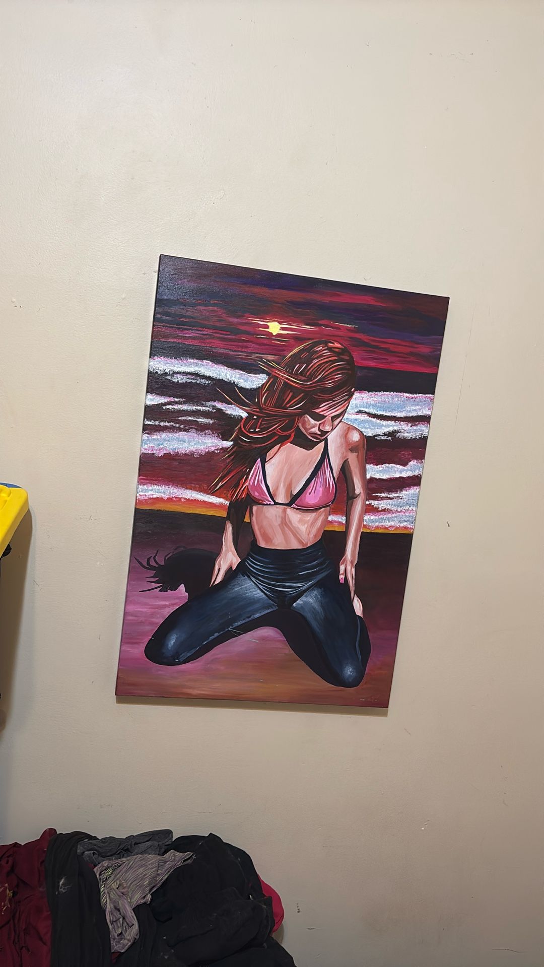 Acrylic 3x2 Painting - Woman On Beach