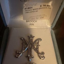 Sterling Silver Ave Maria Brooch-Pin Boxed