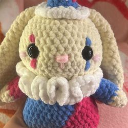 Crocheted Handmade Clown Bunny