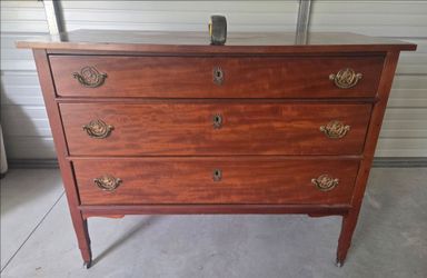 Antique 3 Drawer Dresser with Brass Hardware