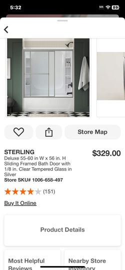 STERLING Deluxe 55-60 in W x 56 in. H Sliding Framed Bath Door with 1/8 in. Clear Tempered Glass in Silver
