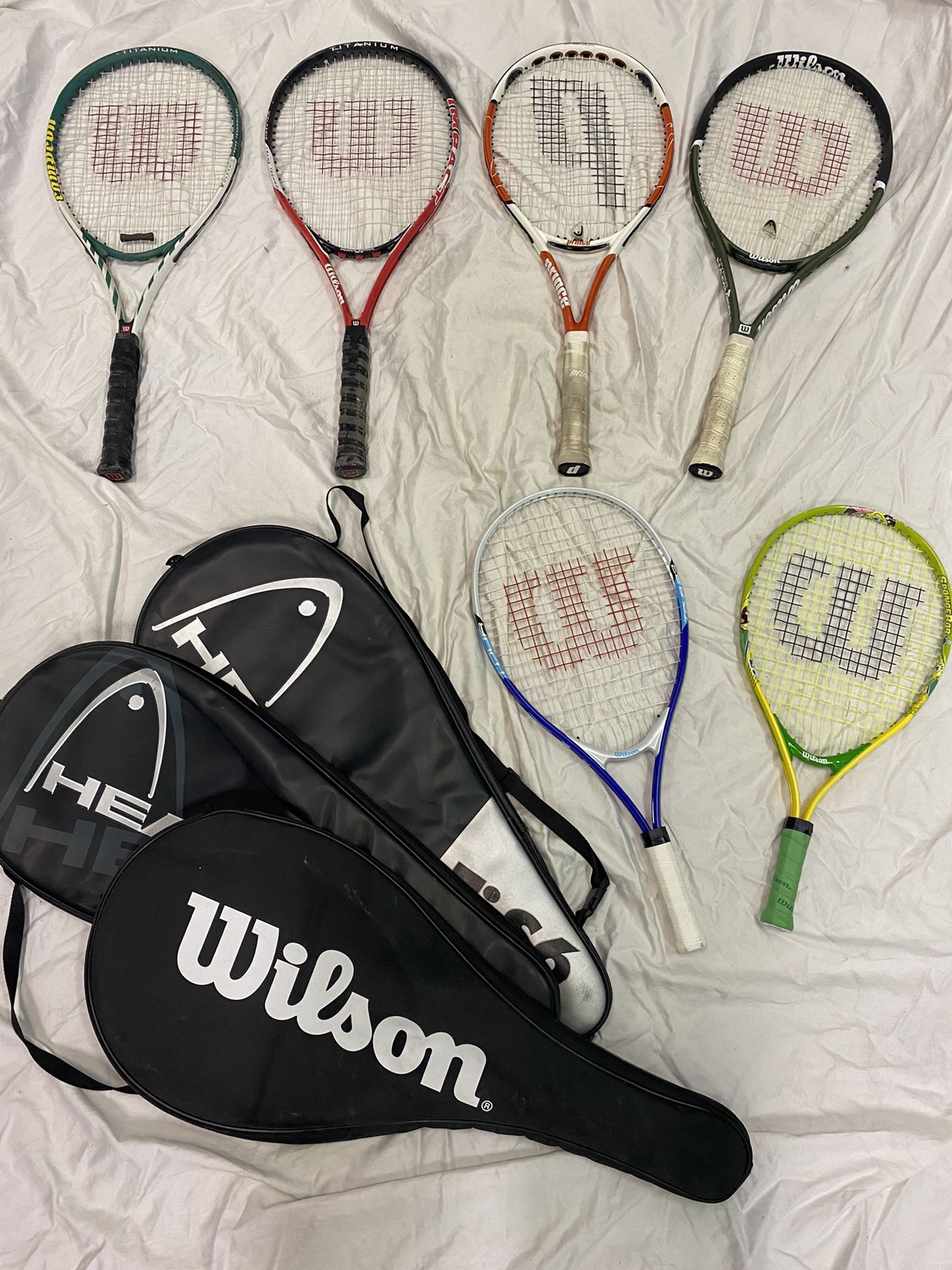 4 Tennis Racquets 2 Racket ball and basket with new tennis balls