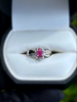 Jewelry 10k solid white gold rose quartz 0.4CTW ring sz 5.00