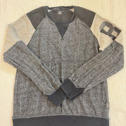 DKNY Jeans Men’s Medium Gray Black Colorblock Raglan Sweatshirt Logo Casual