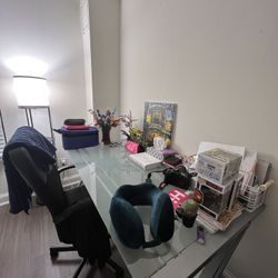 Modern Glass & Metal Home Office Desk
