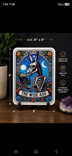"The Wise Ass" Tarot-Style Decorative Tile 8x6