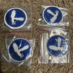 Set Of 4 2.25” Blue White & Blk Eagle KO’s Wheel Chips