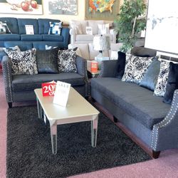 🇺🇸HUGE Blowout Furniture Sale!🇺🇸 Brand New Sofa Loveseat W/ Nailhead Trim! $50 Down Takes It Home Today!