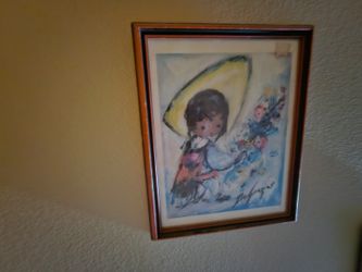 Ted DeGrazia Little Flower Vendor Painting OBO
