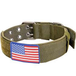 Tactical Dog Collar Adjustable with Sturdy Metal Buckle Handle (size large)