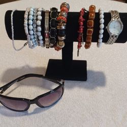 Assorted Bracelets, Watch, Sunglasses 