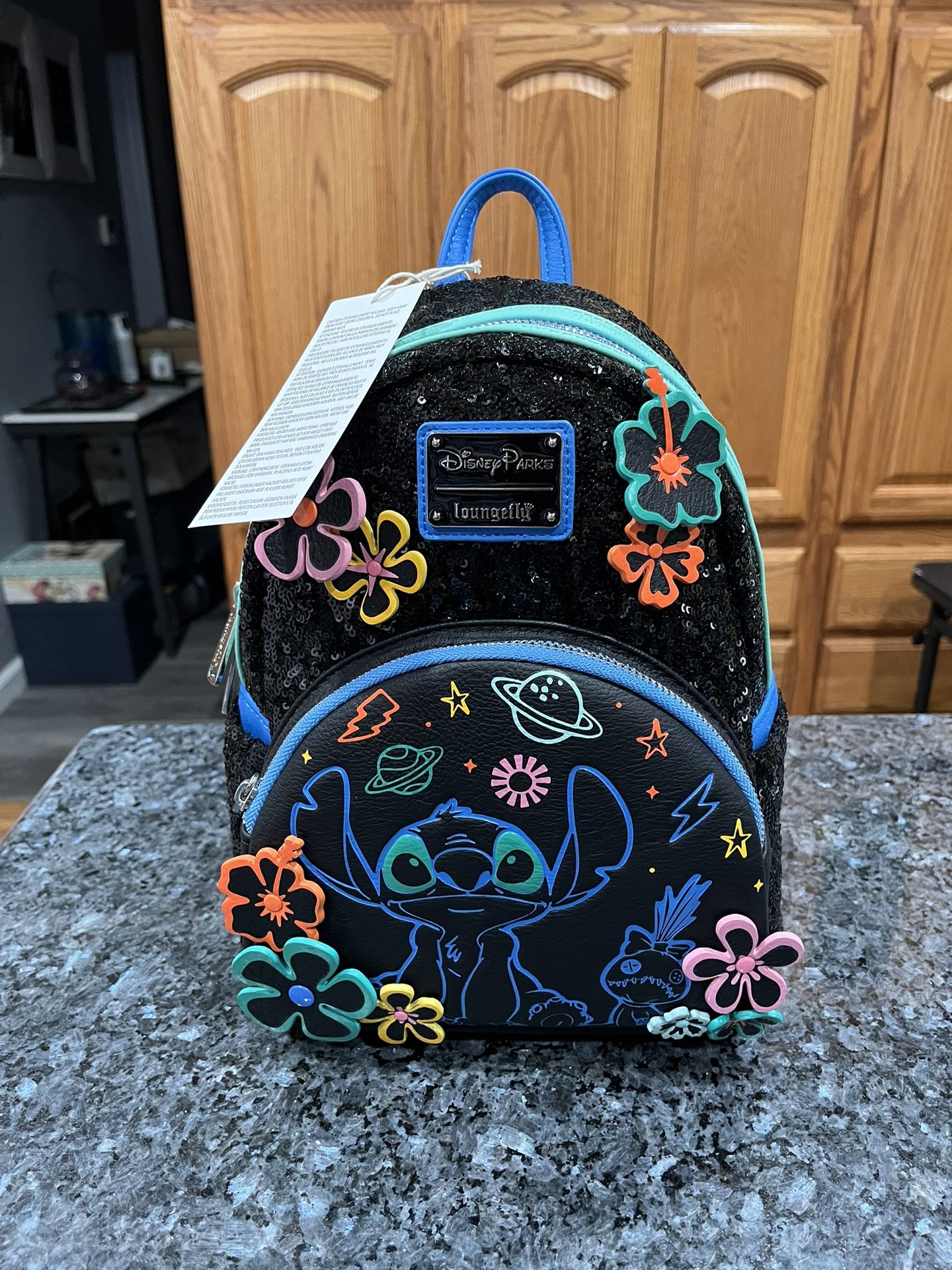 Disney Parks Loungefly Stitch Neon Sequin Backpack. Brand new with tags .