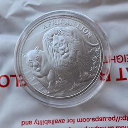 2016 Africa Lion 5000 Francs 1 Oz Silver Republic The Congo
