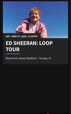 Ed Sheeran Loop Tour American Express Pre-Sale Tickets Tampa FL