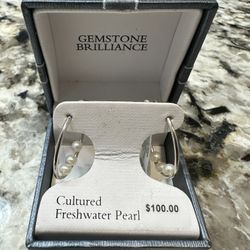 Gemstone Brilliance cultured freshwater pearl hoop earrings