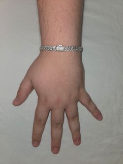 Mossinite solid silver cuban chain braclet