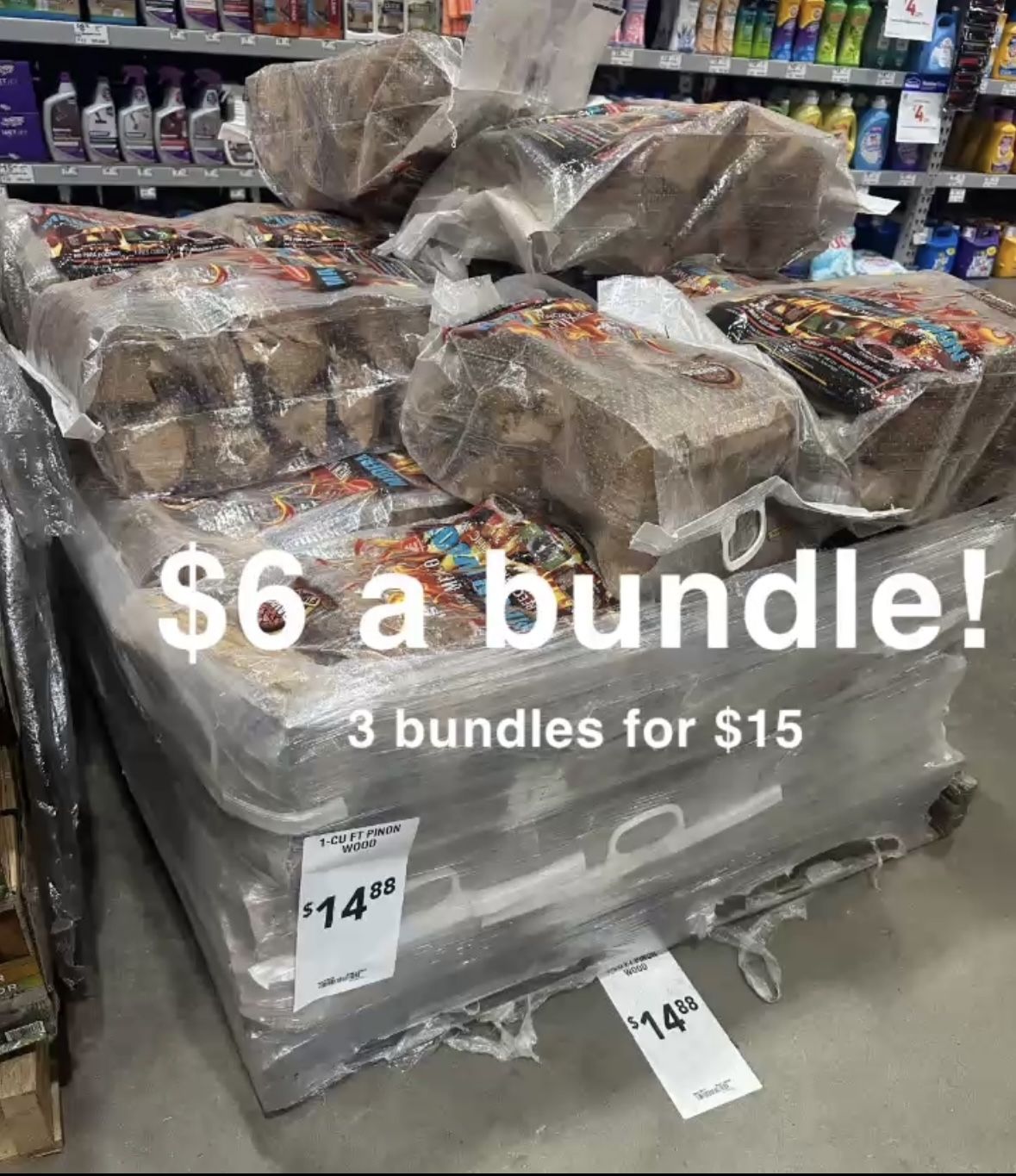 Firewood bundles for only six dollars