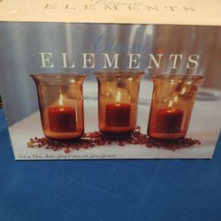 Amber Gloss Votives With Glass Garland