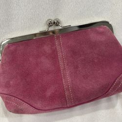 Pink Suede, Woman’s Coach Wristlet Bag