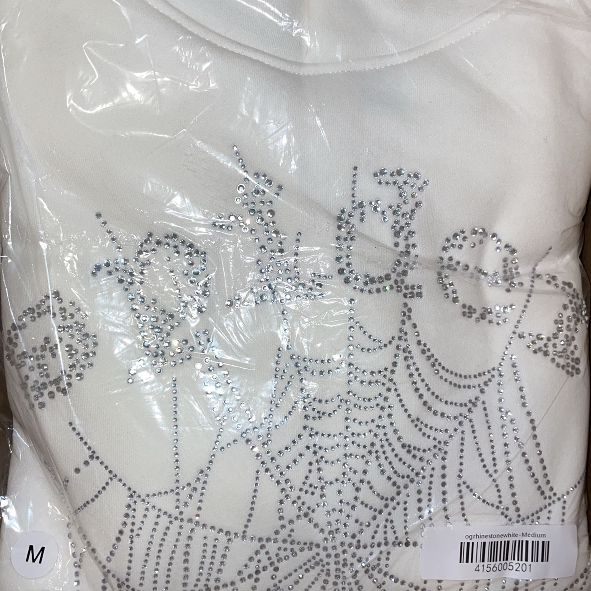 White Rhinestone Web Hoodie 