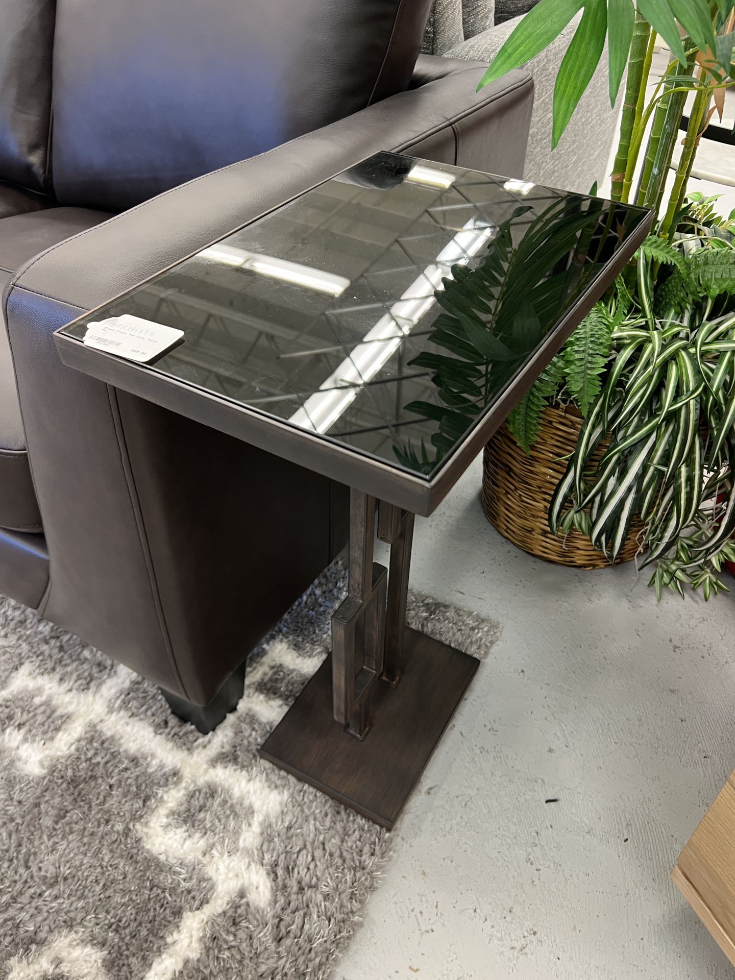 Black Glass Top Side Table