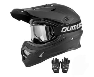 Oumurs Adult ATV Dirt Bike Helmet with Goggles and Gloves Quick Release Buckle Adjustable Sun Visor Motorcycle Adult Helmet Off-Road Motocross Downhil