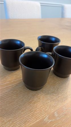Set of 4 Matte Black Coffee Mugs