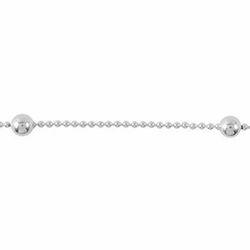 Italian Sterling Silver Beaded Station Anklet (10 in)