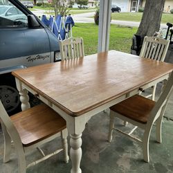Set Of 4 Chairs Dinning Table Wood