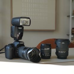 Canon  EOS Rebel T7i  + Sigma DC - 3 Lens & Flash Bundle!!!