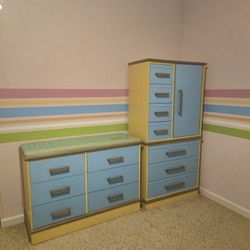 Cute Painted Dresser/Changing Table + Armoire 